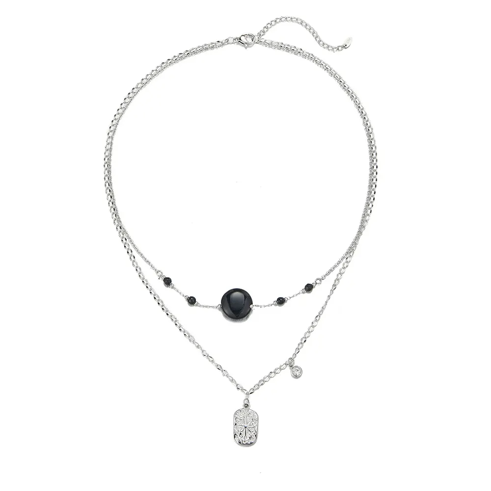 Uhuru Double Strand Stainless Steel Necklace with Tinted Natural Stones – Enchanted Beauty Talisman